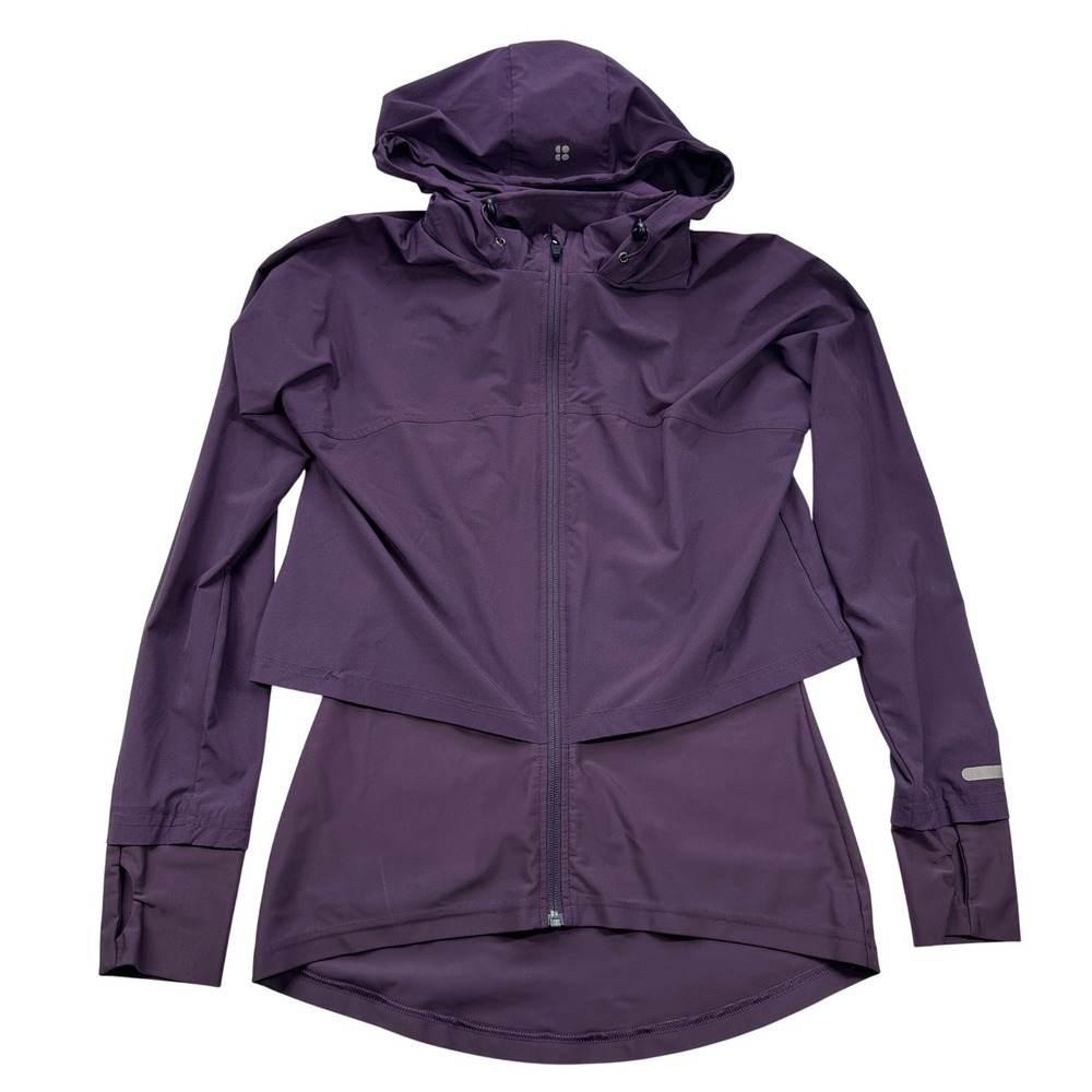 Sweaty Betty London Purple Hooded Lightweight Jacket Size S Thumbholes
